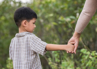 Niño tomado de la mano de un adulto, simbolizando el acompañamiento y el cuidado en una familia de acogimiento temporal