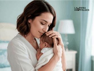 Madre abrazando a su bebé recién nacido en un momento íntimo y lleno de amor